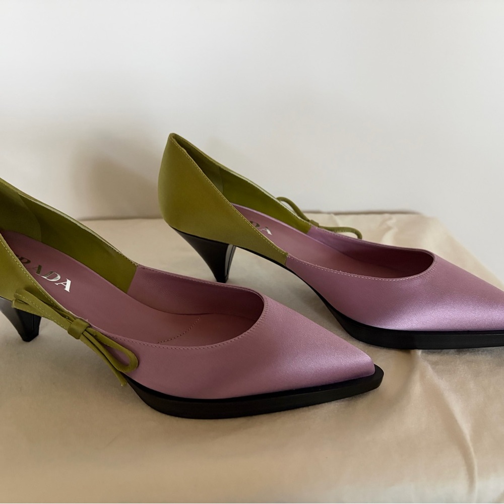Prada Pink and Olive Green Heels - Picture 3 of 8